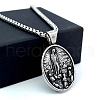 Greek Retro Stainless Steel Oval with Virgin Mary Pendant Necklaces IX0529-2