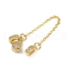 Brass Pave Clear Cubic Zirconia European Safety Chains with Charms KK-L236-15D-G-2