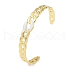 304 Stainless Steel White Enamel Twisted Chain Open Cuff Bangles for Women BJEW-C071-17G-1