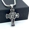 Greek Stainless Steel Vintage Religion Jesus Cross Pendant Necklaces for Men RW3479-1