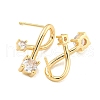 Brass Micro Pave Clear Cubic Zirconia Earring EJEW-U009-01G-2