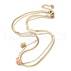 Ion Plating(IP) 304 Stainless Steel Enamel Double Layer Flower & Bees Pendant Necklaces for Women NJEW-F328-19G-02-2