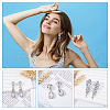 FIBLOOM 6 Pairs 6 Style Alloy Rhinestone Teardrop Dangle Clip-on Earrings EJEW-FI0002-91-3