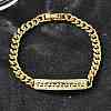Brass Micro Pave Clear Cubic Zirconia Rectangle Link Bracelets BJEW-F498-01B-G-3
