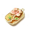 Flower Alloy Enamel Pendants ENAM-K076-07B-G-2