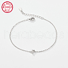 Anti-Tarnish Rhodium Plated 925 Sterling Silver Letter Cubic Zirconia Link Bracelets GI2156-06-1