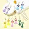 Glass Pearl Beaded Star with Tassel Dangle Leverback Earrings EJEW-MZ00054-2