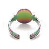 Ion Plating(IP) Rainbow Color 304 Stainless Steel Oval Watch Shape Open Cuff Ring for Women RJEW-C025-04M-3