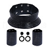African Vintage Plastic & Resin Long Neck Collar & Wide Leather Bracelet & Stud Earring Sets FS-WGD976E-04-1