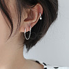 Brass Micro Pave Clear Cubic Zirconia Hoop Cartilage Earrings with Chain WG710C0-01-1