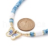 Brass Butterfly Pendant Necklace with Polymer Clay Heishi Beaded Chainsi for Women NJEW-JN04166-4