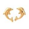304 Stainless Steel Dolphin Stud Earrings EJEW-R028-01G-4