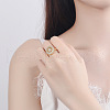 Oval Brass Micro Pave Clear Cubic Zirconia Finger Rings for Women FS-WGE5686-02-4