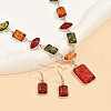 Rectangle Horse Eye Alloy & Resin Pendant Necklaces & Dangle Earrings Sets FS-WGE4E7B-01-1