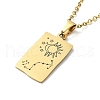 Rectangle with Twelve Constellations Pendant Necklaces NJEW-D069-01G-08-3