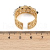 304 Stainless Steel Cuff Rings with Glass Crystal RJEW-V010-03G-2