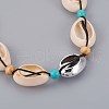 Adjustable Cowrie Shell and Synthetic Turquoise Beaded Necklaces NJEW-JN02300-01-3
