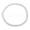 Brass Pave Clear Cubic Zirconia Flat Round Link Chain Necklaces for Women NJEW-A044-01P-4