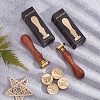 Brass Wax Seal Stamp with Wood Handle AJEW-WH0412-0369-5