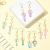 Dyed Natural Quartz Crystal Bullet Dangle Earrings EJEW-JE05310-4