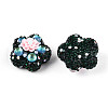 Flower Shape Polymer Clay Rhinestone Beads CLAY-U023-01G-2