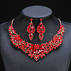 Flower Alloy Rhinestone Pendant Necklaces & Stud Dangle Earrings Sets WGBD82F-01-1