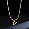 316 Surgical Stainless Steel Initial Pendant Flat Snake Chain Necklaces for Women WGC1053-21-1