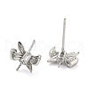 Rhodium Plated Butterfly 925 Sterling Silver with Clear Cubic Zirconia Stud Earring Findings STER-Q192-06P-2