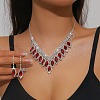 Horse Eye Alloy Rhinestone Necklaces & Stud Earring Sets for Women SJEW-U001-01P-05-1