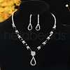 Teardrop Alloy with Rhinestone Pendant Necklace & Stud Earring FS-WG00EC8-01-1