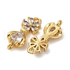 Brass Pave Clear Cubic Zirconia Flower Connector Charms KK-P308-43G-2