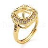 Rack Plating Square Brass Micro Pave Cubic Zirconia Adjustable Ring Components KK-Q819-11G-1