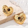 304 Stainless Steel Tiger Eye Stud Earrings EJEW-V016-03G-2