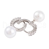 Rack Plating Brass Clear Cubic Zirconia ABS Pearl Earrings EJEW-S219-15P-08-2