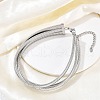 304 Stainless Steel 3-Strand Snake Chain Necklaces for Women NJEW-B122-02P-3