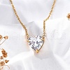 304 Stainless Steel Cubic Zirconia Heart Pendant Necklaces NJEW-Z057-04C-G-2