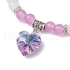 Baking Painted Imitation Jade Glass Round Beaded Charm Bracelets BJEW-JB11737-02-3