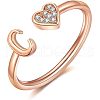 Adjustable Brass Rhinestone Cuff Rings FS-WG29D83-51-1