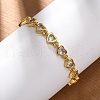 Brass Micro Pave Clear Cubic Zirconia Link Bracelets for Women BJEW-D342-02G-1