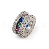 Flat Round Rack Plating Brass Cubic Zirconia European Beads KK-L236-10P-2