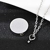 304 Stainless Steel Flat Round Pendant Pet Urn Ashes Necklaces NJEW-S455-01P-5
