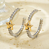 Elegant Brass Clear Cubic Zirconia Star Stud Earrings VM5173-3