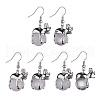 Natural Quartz Crystal Frog Dangle Earrings EJEW-A092-13P-01-1