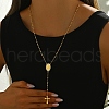 Stainless Steel Vintage Relief Portrait Pendant Tassel Cross Rosary Bead Necklaces for Women UI6948-2-3