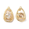 Brass Pave Cubic Zirconia with Glass Pendants KK-G465-17G-1