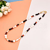 Natural Pearl & Agate & Crystal Round Beaded Necklaces NJEW-N056-01G-1