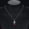 Silver Plated Brass Cubic Zirconia Heart Pendant Necklaces BB03284-A-5