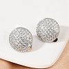 Half Round Brass Micro Pave Clear Cubic Zirconia Clip-on Earrings EJEW-M082-14P-5