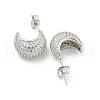 Teardrop Brass Pave Clear Cubic Zirconia Stud Earrings EJEW-M258-67P-2