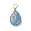 Natural Mixed Stone Copper Wire Wrapped Pendants PALLOY-JF02607-3